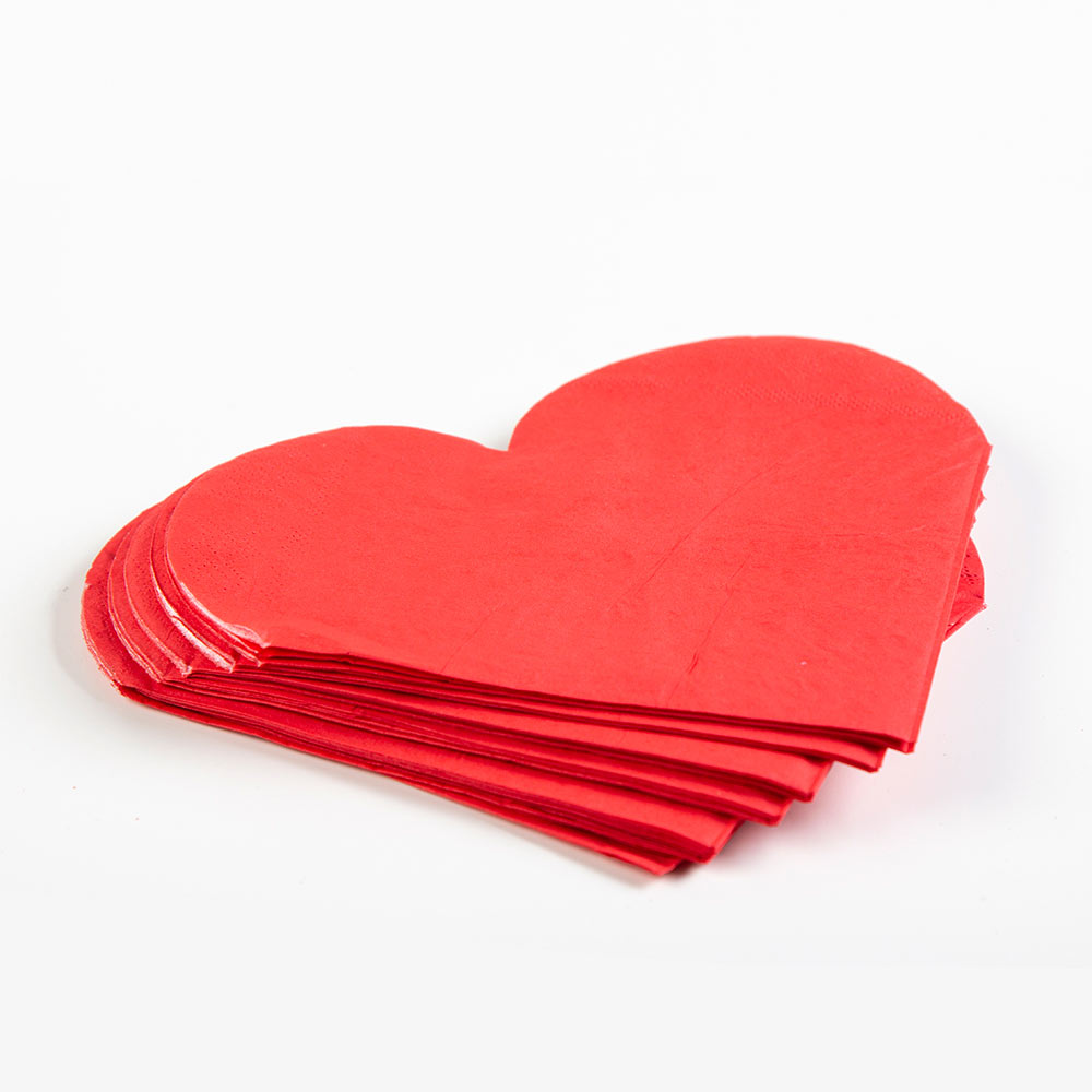 חבילת 20 מפיות נייר בצורת לב 2ש-אדום