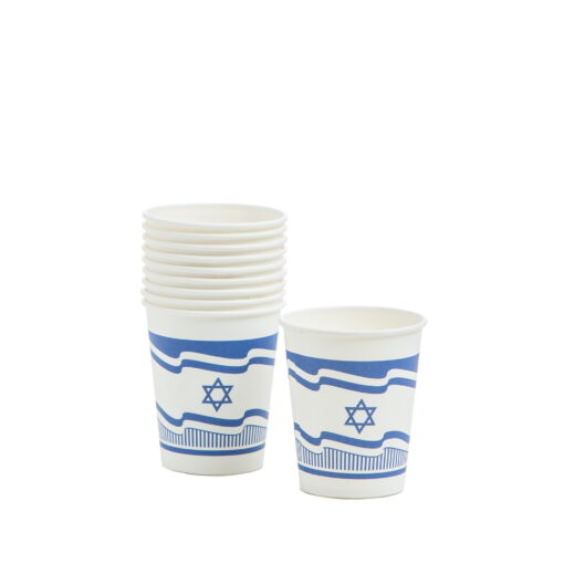 חבילת 10 כוסות נייר- דגל ישראל ליום העצמאות