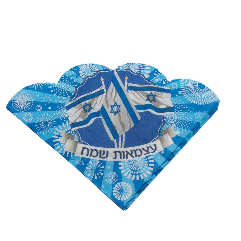 חבילת 20 מפיות נייר-צורת פרח 33/33 2/ש-דגל ישראל