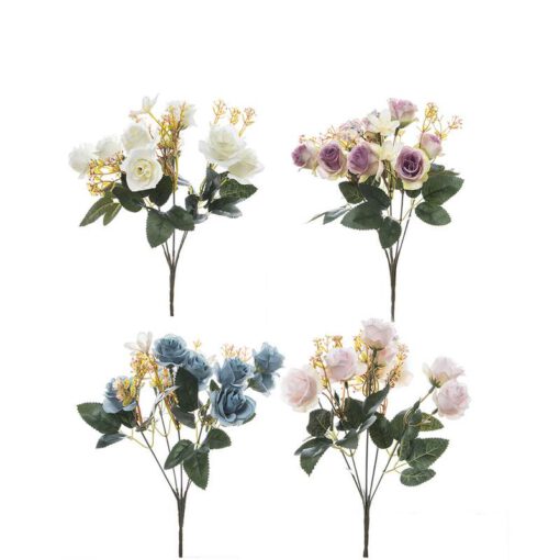 זר ורד פתוח מיני 5X- מעורב 4 צבעים