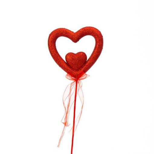 מקל+ לב גליטר חלול- אדום של חברת דקל