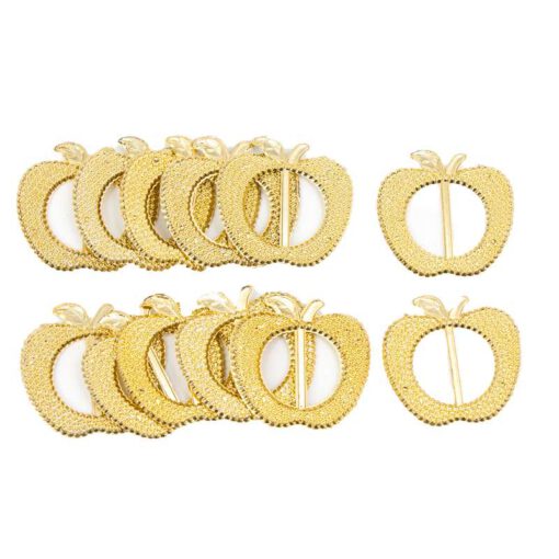 חבילת 12 חבקי מפיות פלסטיק בצורת תפוח-זהב של חברת דקל