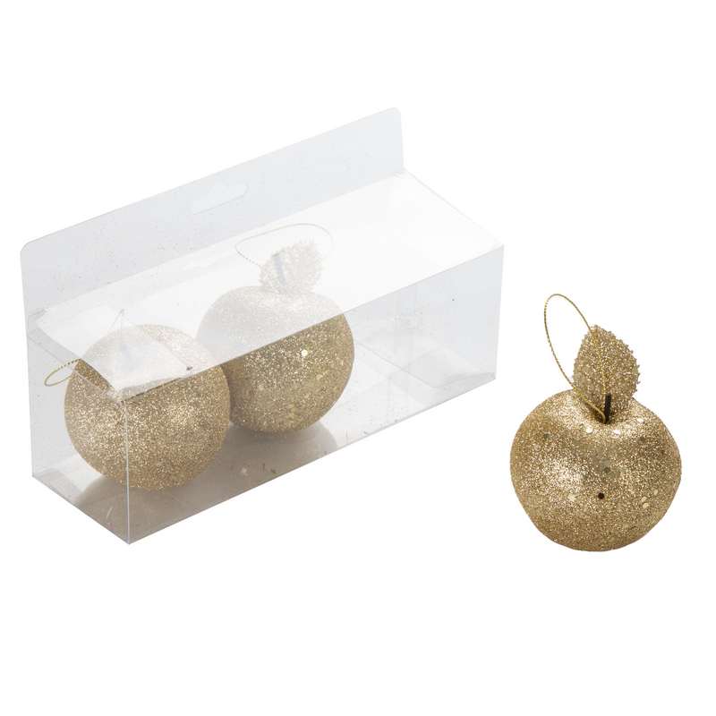 3 יחידות תפוחים גליטר בקופסאת PVC -זהב של חברת דקל
