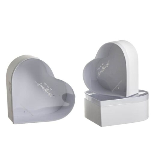 סט 3 קופסאות לב+מכסה שקוף -לבן של חברת דקל