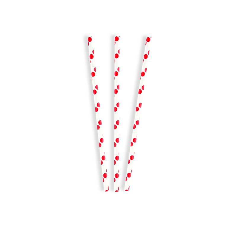 חבילת 12 קשיות קרטון -לבן נקודות אדומות של חברת דקל