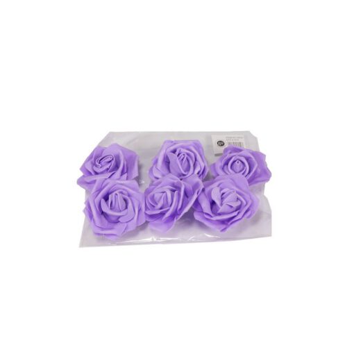 חבילת 6 ראשי ורדים פתוחים ספוגיים-סגול של חברת דקל