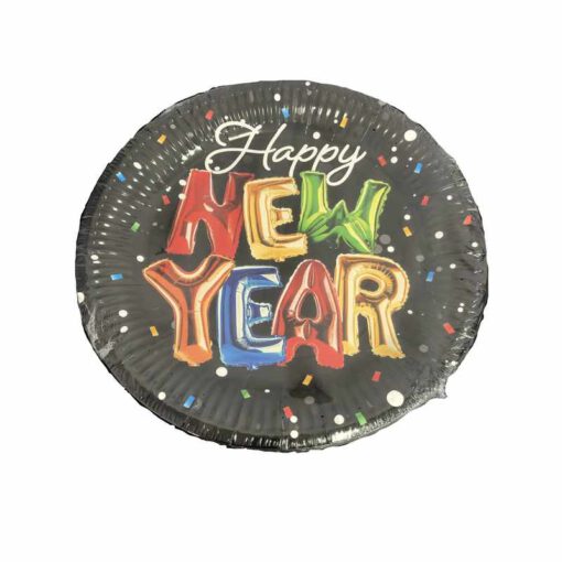 חבילת 10 צלחות נייר HAPPY NEW YEAR צבעוני של חברת דקל