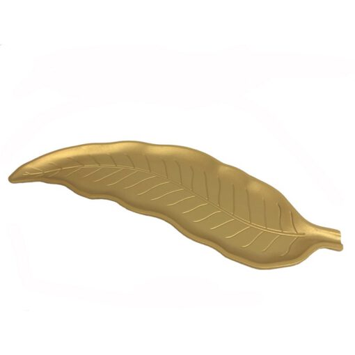 מגש עץ בצורת עלה צבע זהב של חברת דקל