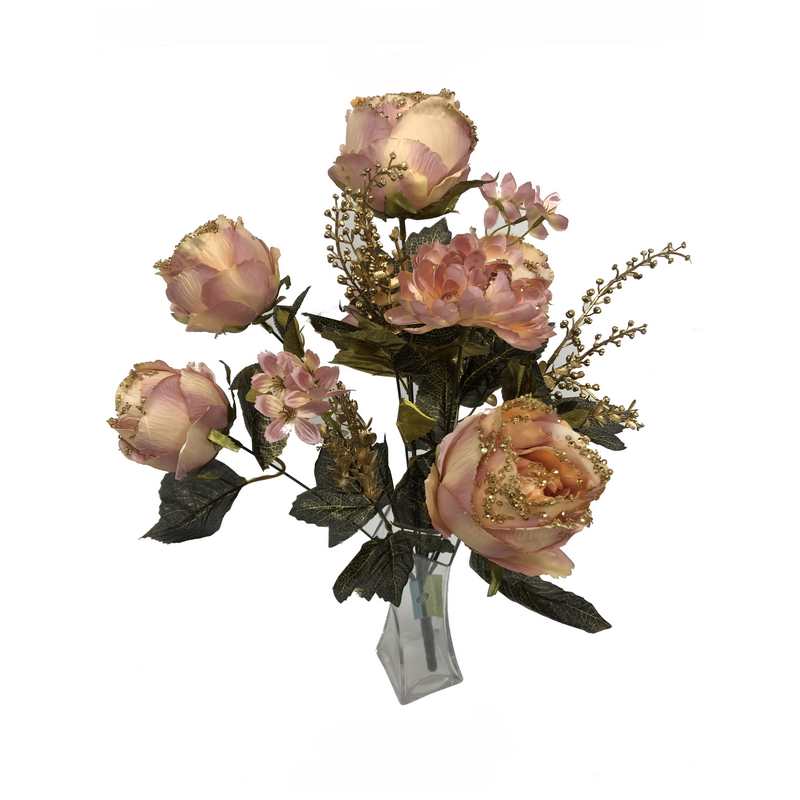 זר ורד כרוב ג'מבו ורוד/זהב גליטר 11X של חברת דקל