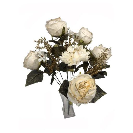 זר ורד כרוב ג'מבו קרם/זהב גליטר 11X של חברת דקל