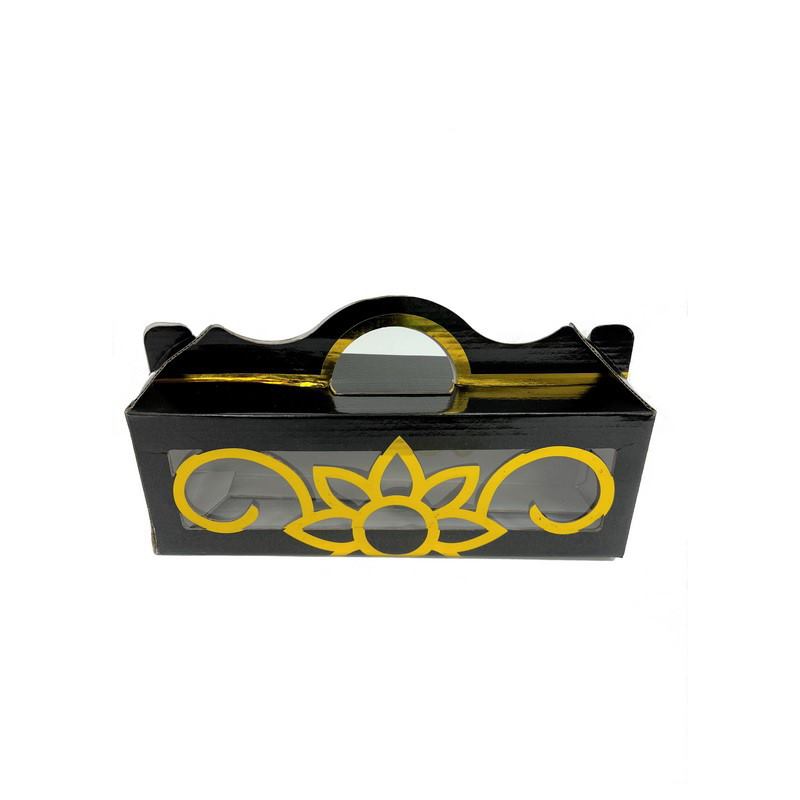 קופסת קרטון לבקבוק שוכב+במה -שחור/זהב מיטאלי של חברת דקל