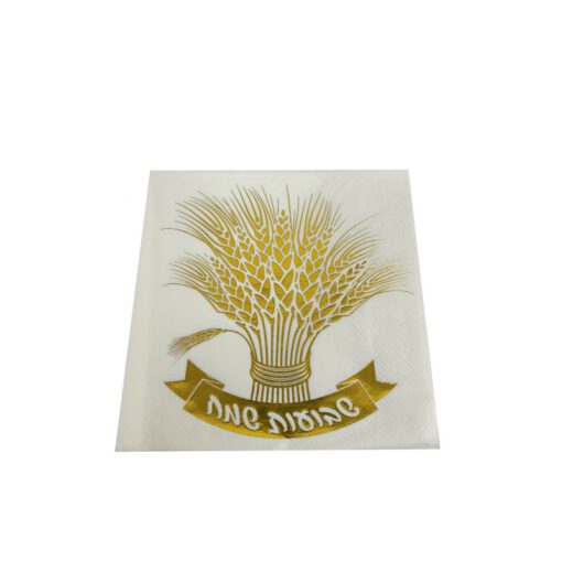 חבילת 16 מפיות נייר 2 שכבות-שבועות אלומת חיטים מוטבע זהב של חברת דקל