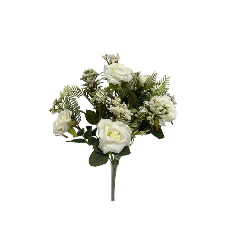 זר ורד פתוח+שעווה 9 ענפים -קרם של חברת דקל בע"מ