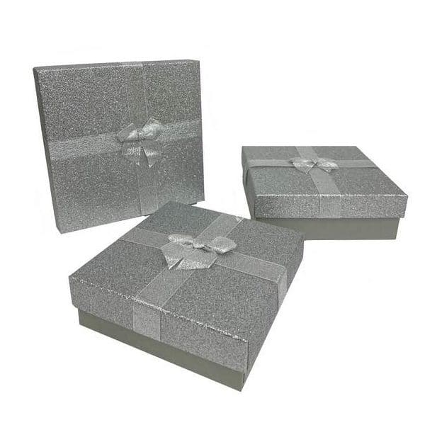 סט 3 קופסאות קרטון מרובעות-כסף של חברת דקל בע"מ