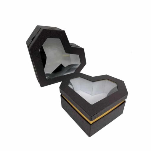 סט 2 קופסאות קרטון לב+חלון-חום כהה של חברת דקל בע"מ
