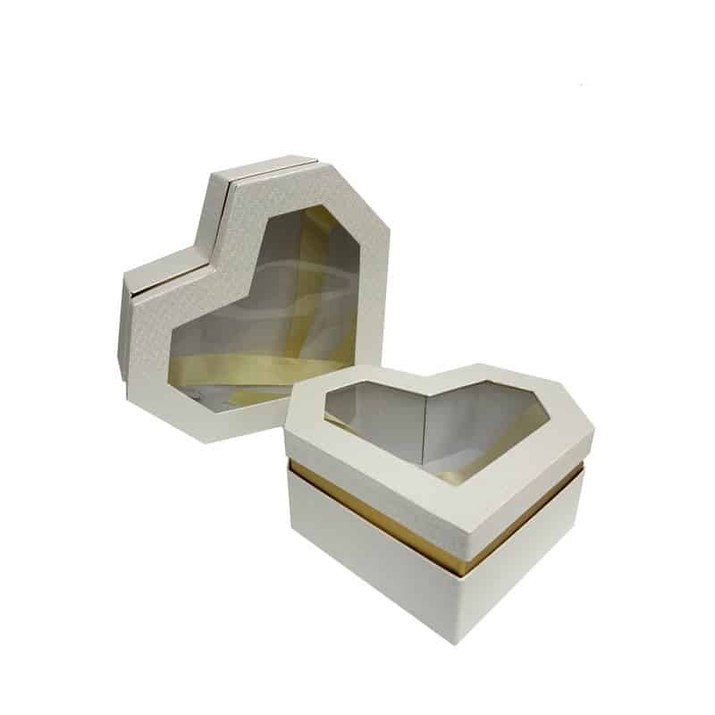סט 2 קופסאות קרטון לב+חלון-לבן של חברת דקל בע"מ
