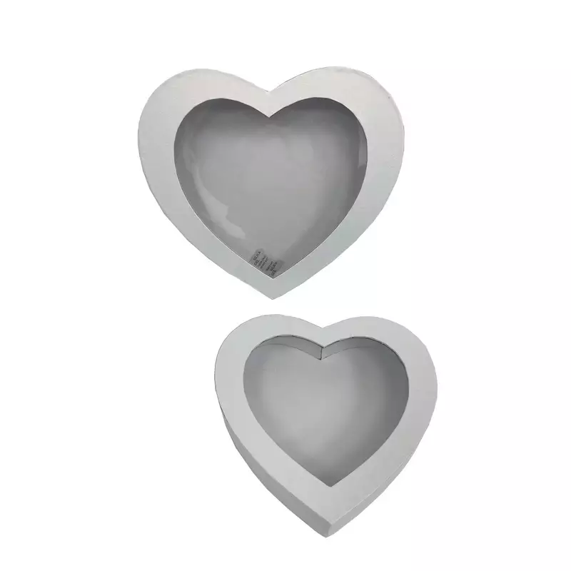 סט 2 קופסאות קרטון בצורת לב+חלון -לבן של חברת דקל בע"מ