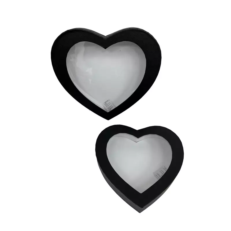 סט 2 קופסאות קרטון בצורת לב+חלון -שחור של חברת דקל בע"מ