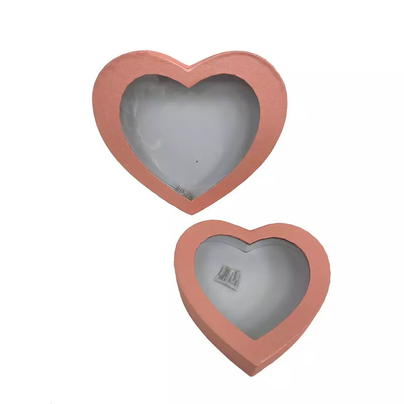 סט 2 קופסאות קרטון בצורת לב+ חלון -ורוד של חברת דקל בע"מ