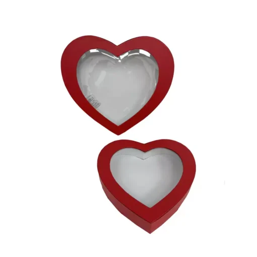 סט 2 קופסאות קרטון בצורת לב+ חלון -אדום של חברת דקל בע"מ