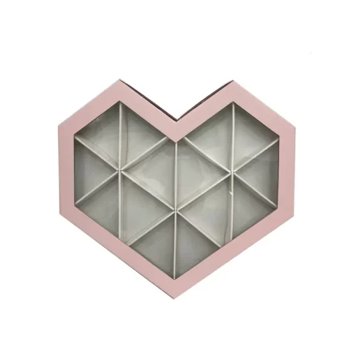 קופסת קרטון בצורת לב מחולקת +חלון -ורוד של חברת דקל בע"מ
