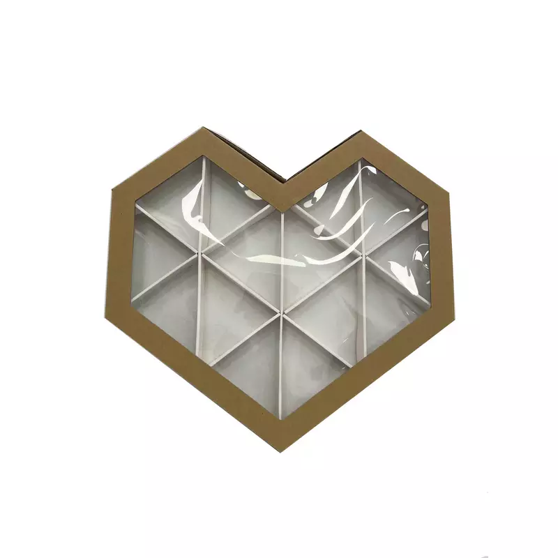 קופסת קרטון בצורת לב מחולקת+ חלון -קראפט של חברת דקל בע"מ