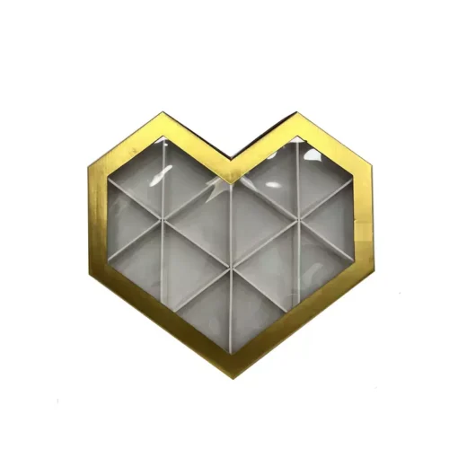 קופסת קרטון בצורת לב מחולקת+ חלון -זהב של חברת דקל בע"מ