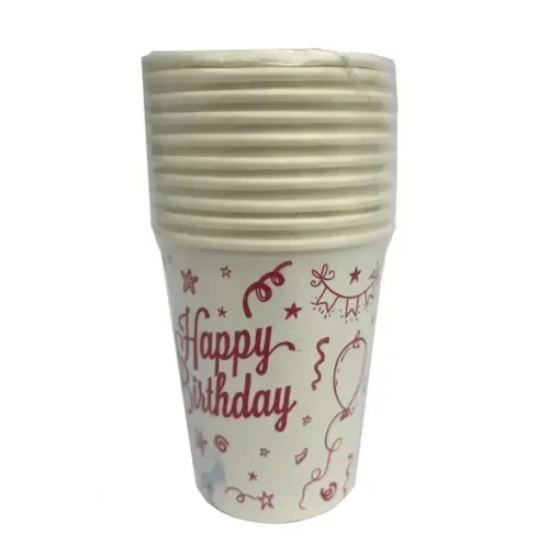 חבילת 10 כוסות נייר -HAPPY B-DAY-ורוד פוקסיה של חברת דקל בע"מ