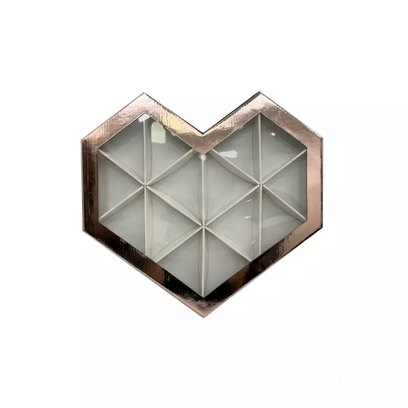 קופסת קרטון בצורת לב מחולקת+חלון -רוז גולד של חברת דקל בע"מ
