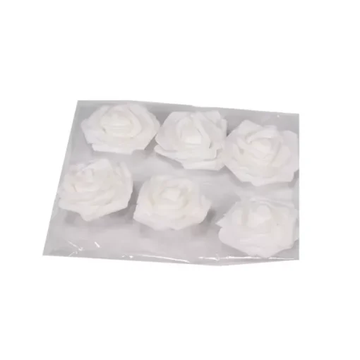 חבילת 6 ראשי ורדים פתוחים ספוגיים-לבן של חברת דקל בע"מ