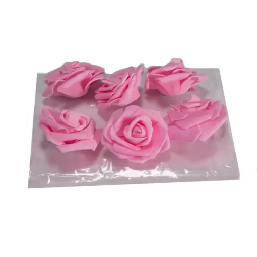 חבילת 6 ראשי ורדים פתוחים ספוגיים-ורוד של חברת דקל בע"מ