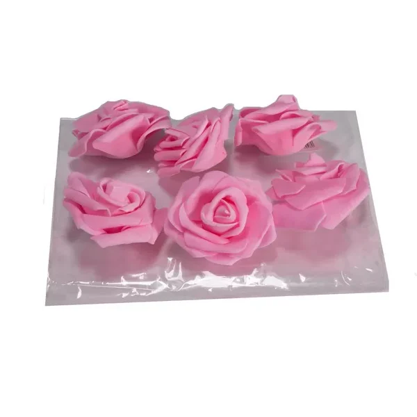 חבילת 6 ראשי ורדים פתוחים ספוגיים-ורוד של חברת דקל בע"מ