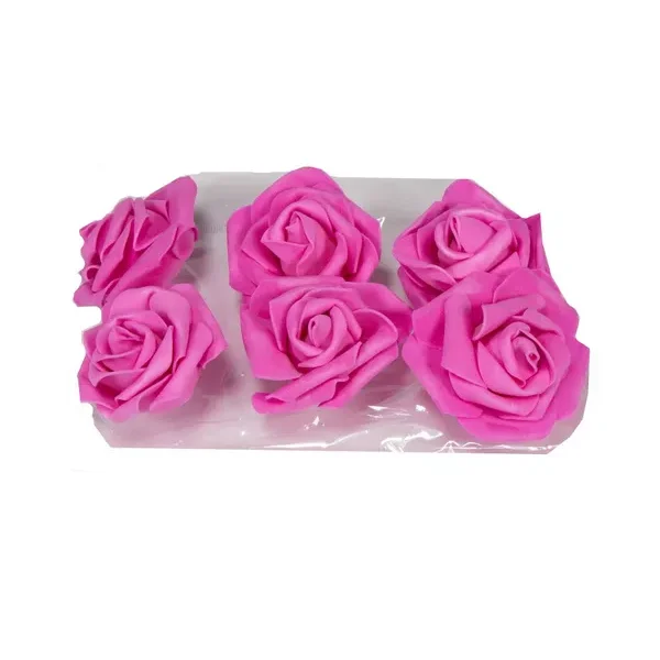 חבילת 6 ראשי ורדים פתוחים ספוגיים-ורוד פוקסיה של חברת דקל בע"מ
