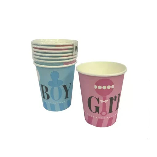 חבילת 8 כוסות נייר- BOY OR GIRL של חברת דקל בע"מ
