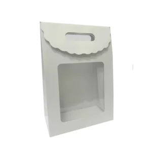 שקית נייר קלאפה+ חלון בלבן גובה 27 ס"מ של דקל בע"מ