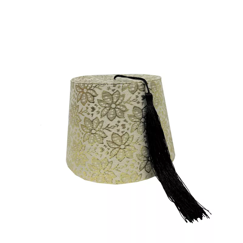 כובע תרבוש קוטר 17 ס"מ-זהב עם עיטורים בסגנון מרוקו מגיע במארז 6 יחי' של חברת דקל בע"מ