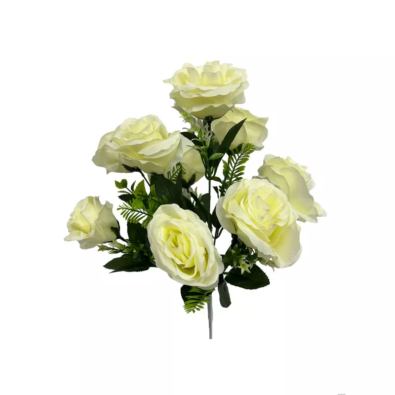 זר ורד פתוח 9 ענפים קרם של חברת דקל בע"מ