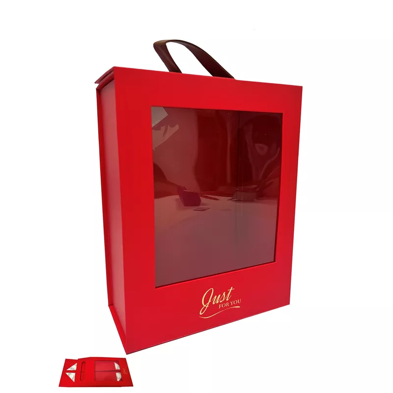 קופסת קרטון +חלון- אדום (מגיעה מקופלת) של חברת דקל בע"מ