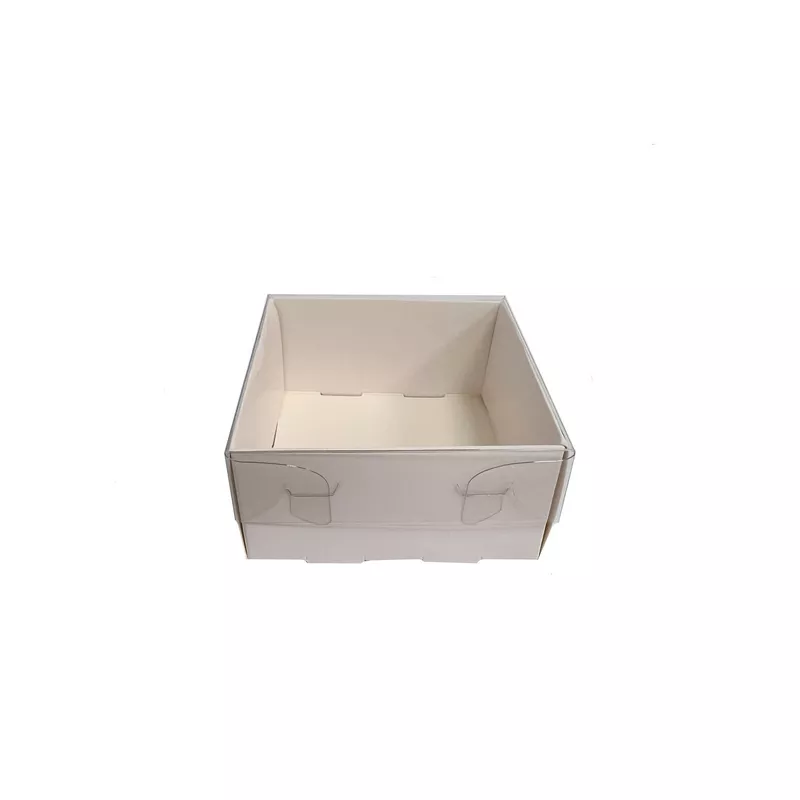 קופסת קרטון לבן 10/10/5 ס"מ- מכסה PVC -מכסה חיצוני של חברת דקל בע"מ