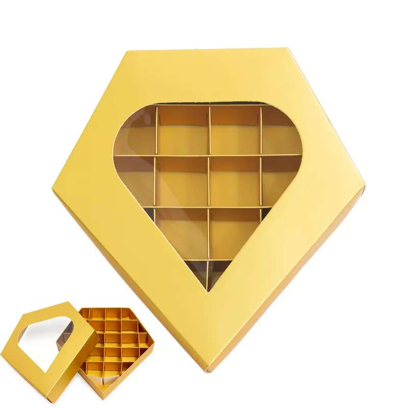 קופסת קרטון חלוקה בצורת יהלום 23/24/4 ס"מ-זהב של דקל בע"מ