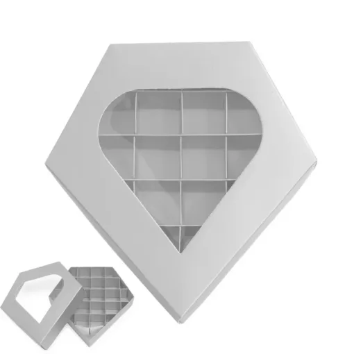 קופסת קרטון חלוקה בצורת יהלום 23/24/4 ס"מ-כסף של דקל בע"מ