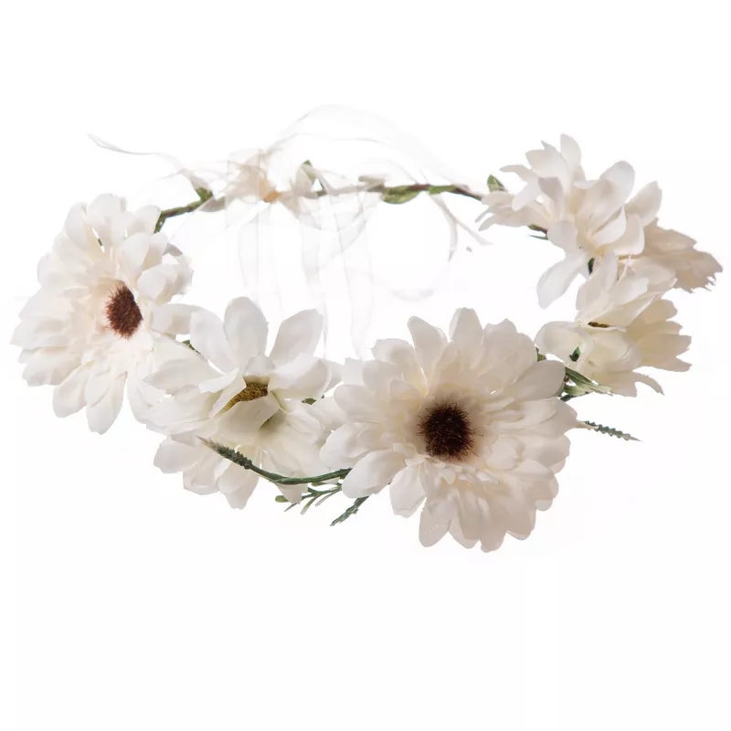 זר לראש -מיקס פרחים-לבן של דקל בע"מ