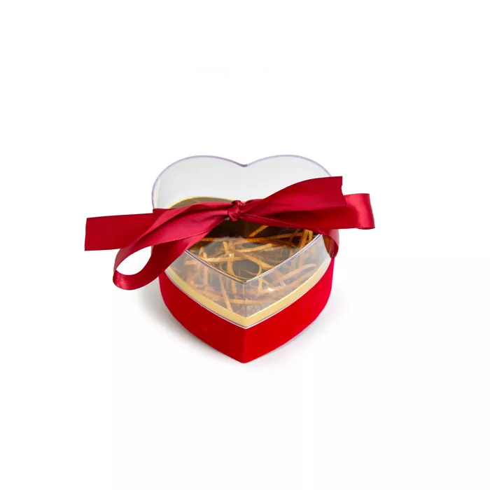 קופסת קרטון בצורת לב מכסה אקרילי 14/13/11 ס"מ-אדום של דקל בע"מ