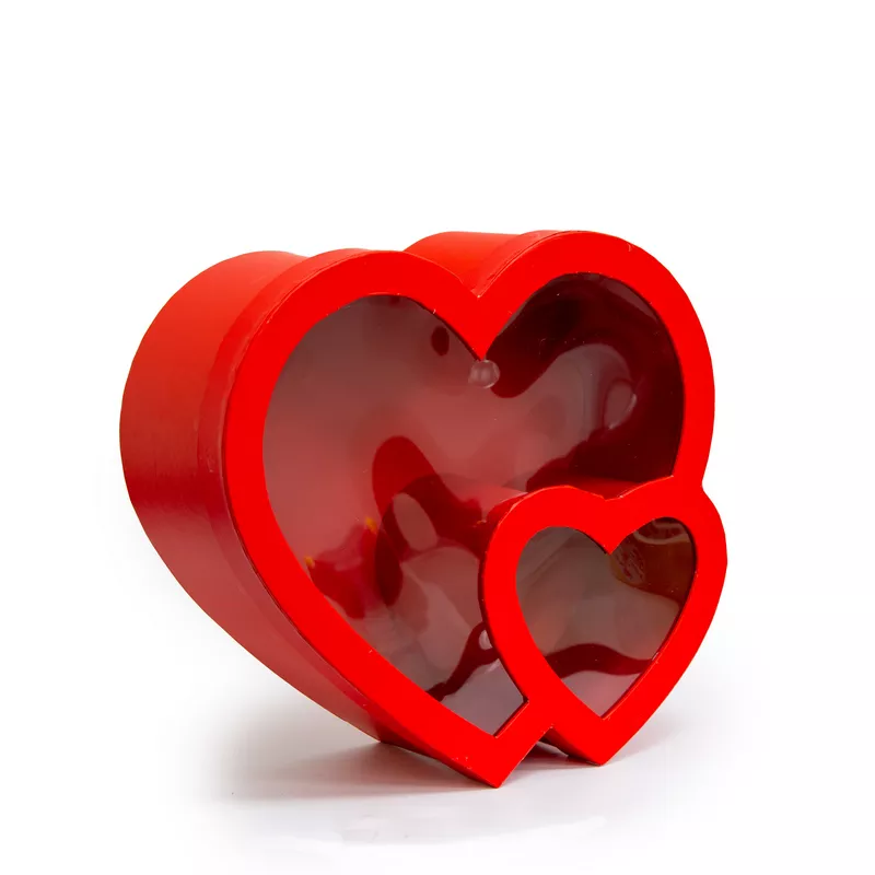 קופסת קרטון בצורת לב כפול 30/28/10.5 ס"מ-אדום של דקל בע"מ