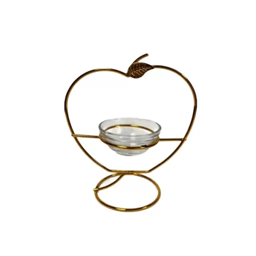 סטנד מתכת זהב בצורת תפוח+קערית זכוכית של דקל בע"מ