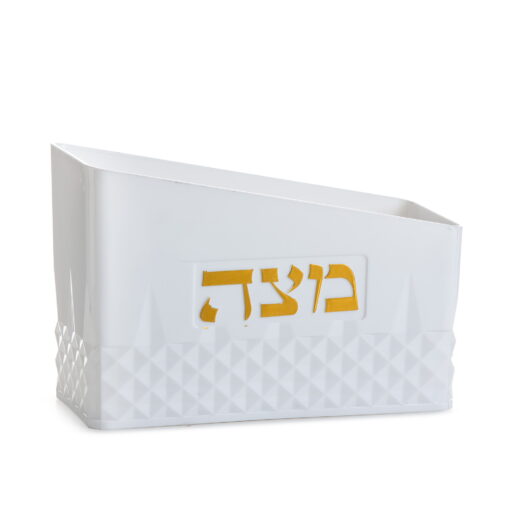 כלי פלסטי למצות -מרובע 20/14/9 ס"מ-לבן/זהב של דקל בע"מ