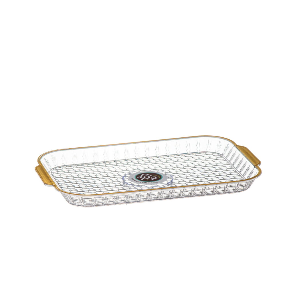 מגש פלסטיק מלבני 31/20/2.5 ס"מ-פס זהב של דקל בע"מ