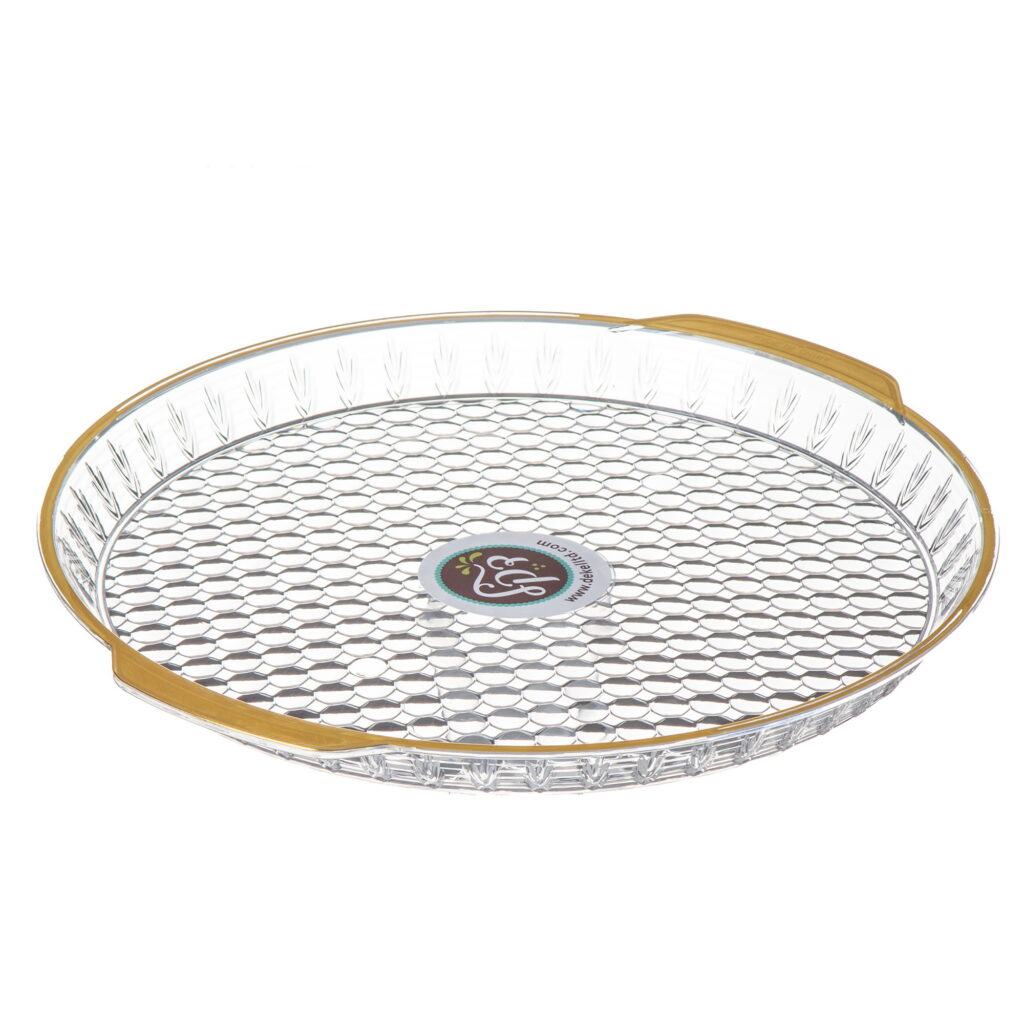 מגש פלסטיק עגול ק.31.5 ג.2.6 ס"מ-פס זהב של דקל בע"מ