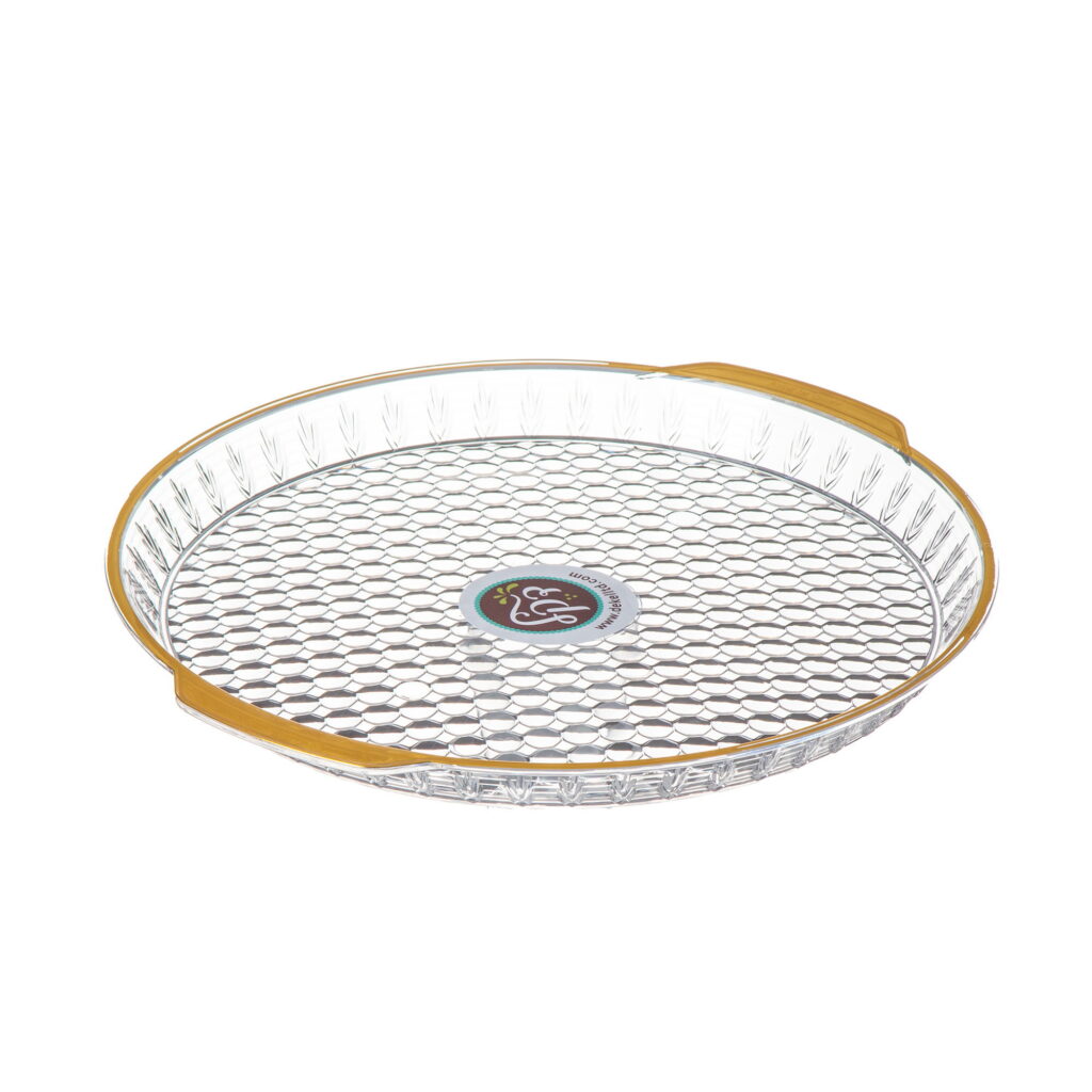 מגש פלסטיק עגול ק.27 ג.2.5 ס"מ-פס זהב של דקל בע"מ