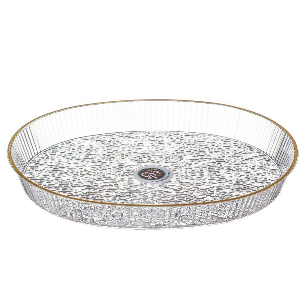 מגש פלסטיק אובלי 39/33/4.5 ס"מ-פס זהב של דקל בע"מ